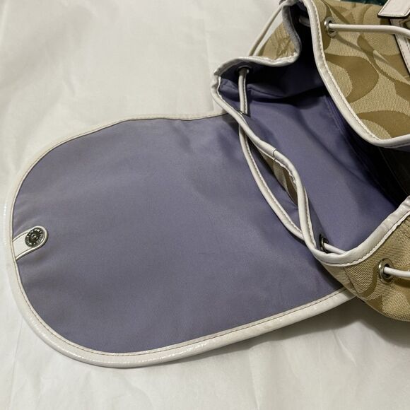 Coach Kyra Daisy Y2K Tan Beige White Backpack Bag Charms Utility Preppy GUC - Picture 8 of 13